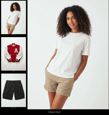 Try-on example - woman varsity